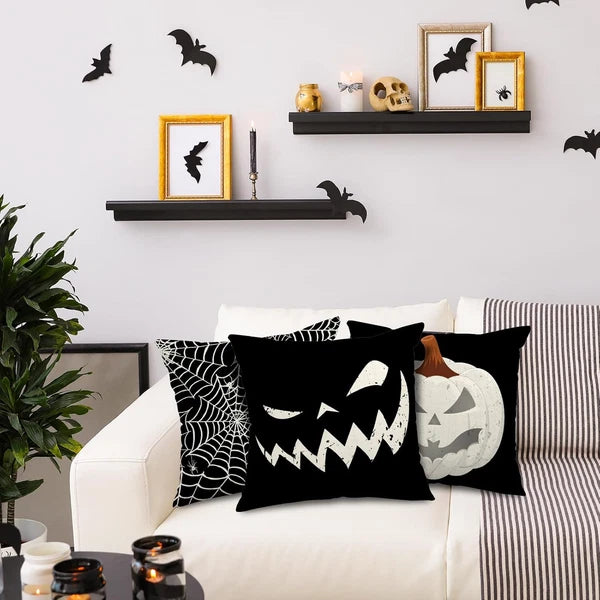 Happy Halloween Pillow Cover 20 X 20 Inch Pumpkin Spider Web Pillow Case Black L