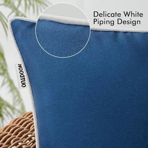 Pack of 2 Outdoor Waterproof Pillow Covers 20" x 12" (Pack of 2) Navy Blue