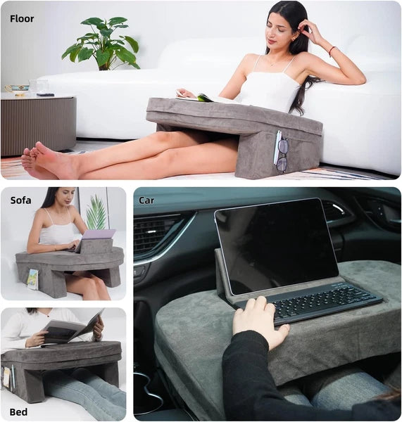 Reading Pillow for Bedroom, Memory Foam Gaming Pillow with Side Pockets for Adul