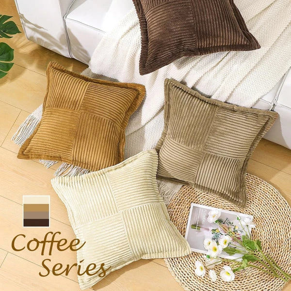 Corduroy Throw Pillow Covers 18×18 Inch, 4 Pack Soft Square Throw Pillow Ca
