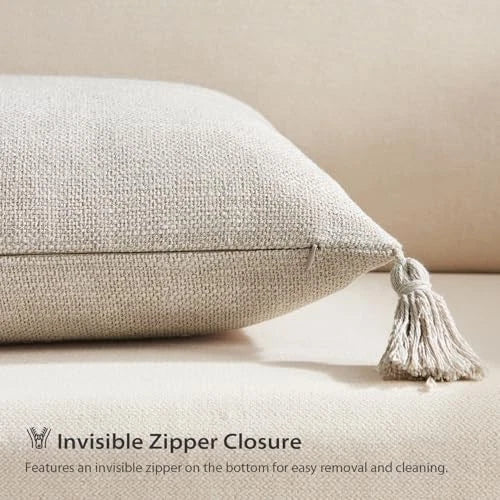 Set of 2 Pillow Covers 22 x 22 inches 22" x 22" (Pack of 2) Light Beige