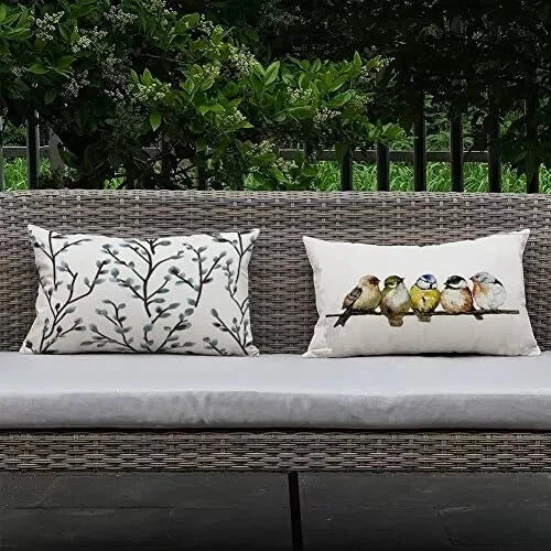 Lumbar Pillows Decorative Throw Pillows 12x20small Teal Blue Leaf Pattern Pillow