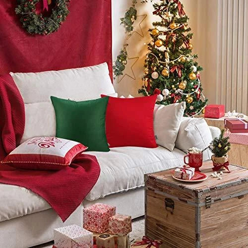 4-Pack 100% Cotton Comfortable Solid Decorative Throw 20x20inch/50x50cm Red