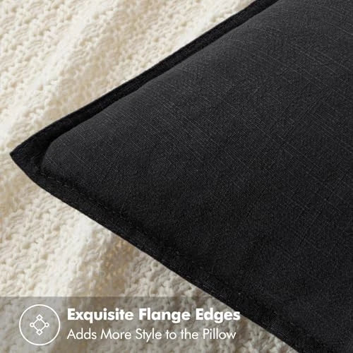 Decorative Linen Pillow Covers8x8 Inch Boho 28" x 28" (Pack of 2) 2 Black