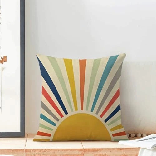 Summer Pillow Covers 18 x 18 Inch Set of 2 18" x 18" (Pack of 2) Rainbow Sun-2