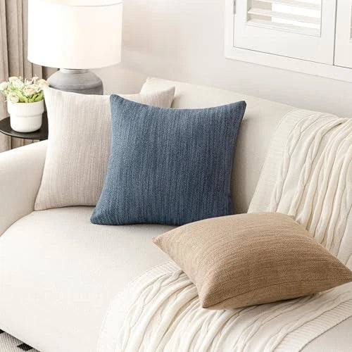 Set of 2 Decorative Textured Burlap Linen Throw 20" x 12" (Pack of 2) Indigo