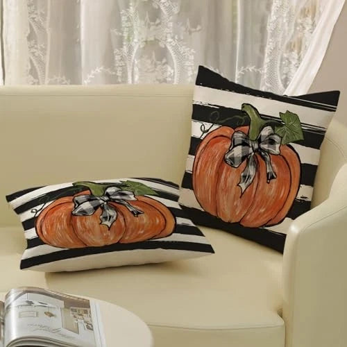 Fall Pillow Covers 24x24 Set of 2 Pumpkin Maple 24" x 24" (Pack of 2) Stripes