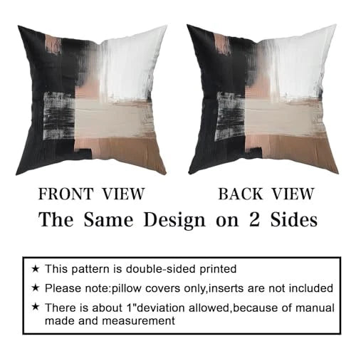 Black Brown Pillow Covers 18x18 Inch 18" x 18" (Pack of 2) Black White Brown
