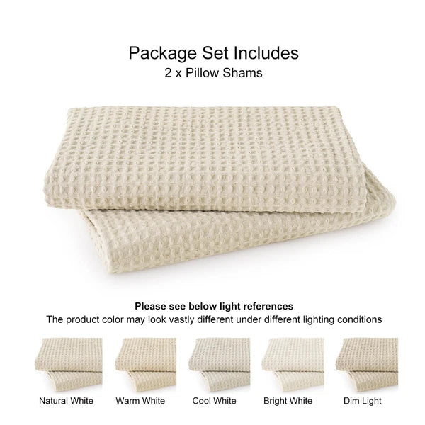 PHF 100% Cotton Waffle Weave Throw Pillow Cover, 22" x 22", No Filling, 2 Pac...