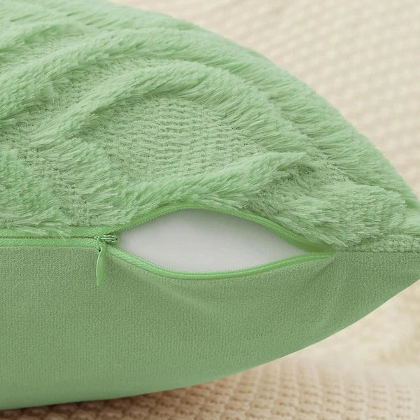 decorUhome Throw Pillow Covers 12x20 Inch Set of 2, Soft Plush Faux Wool Sage...