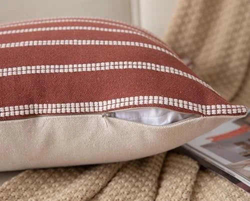 Boho Fall Throw Pillow Covers 12x20 Set of 2 Soft 12" x 20" (Pack of 2) Rust