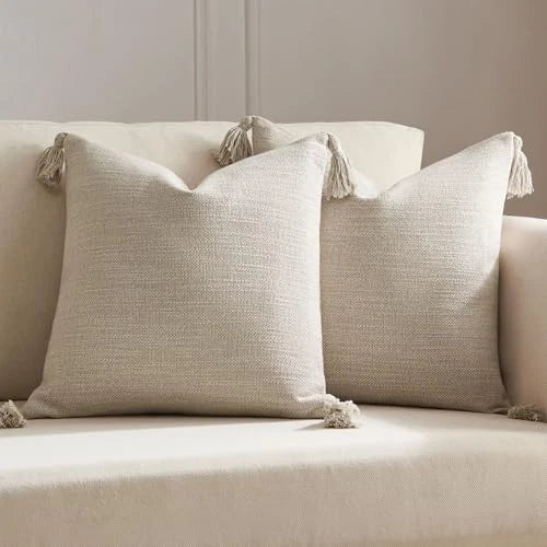 Set of 2 Pillow Covers 22 x 22 inches 22" x 22" (Pack of 2) Light Beige