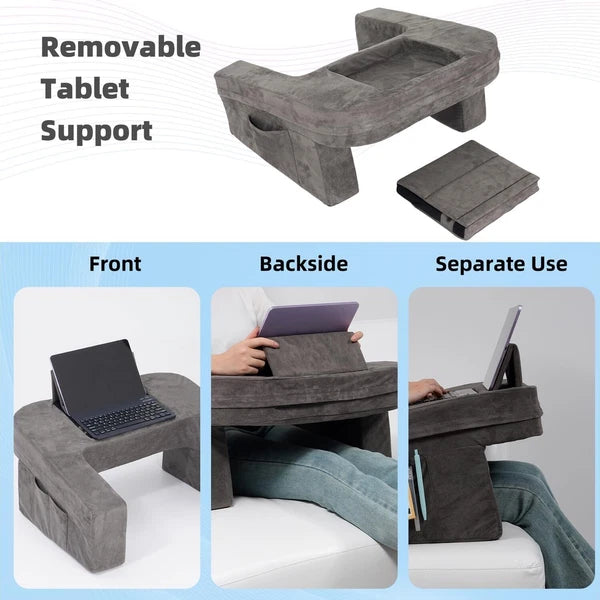 Reading Pillow for Bedroom, Memory Foam Gaming Pillow with Side Pockets for Adul