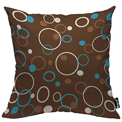 Circle Pattern Throw Pillow Case Dots Circles and Rings Colored Brown Blue