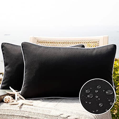 Pack of 2 Outdoor Waterproof Solid Throw 20" x 12" (Pack of 2) Black