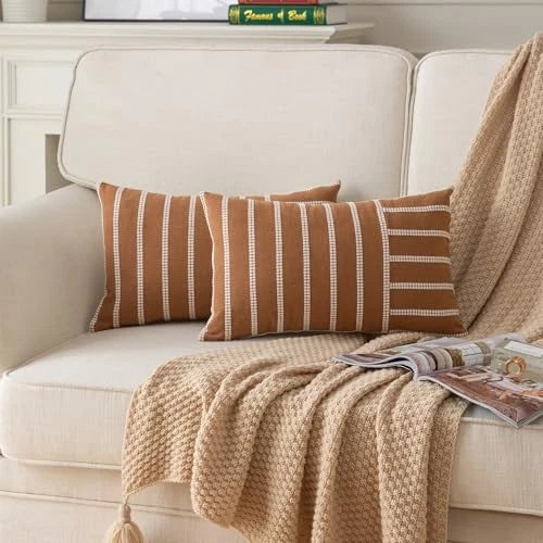 Boho Throw Pillow Covers 12x20 Set of 2 Soft 12" x 20" (Pack of 2) Brown