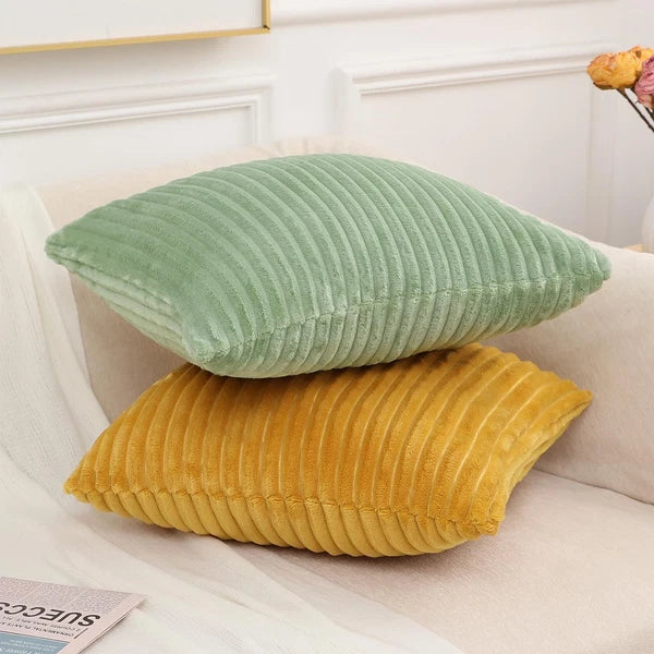 Simmore Decorative Throw Pillow Covers 24x24 Set of 2, Soft Natural Plush Fla...