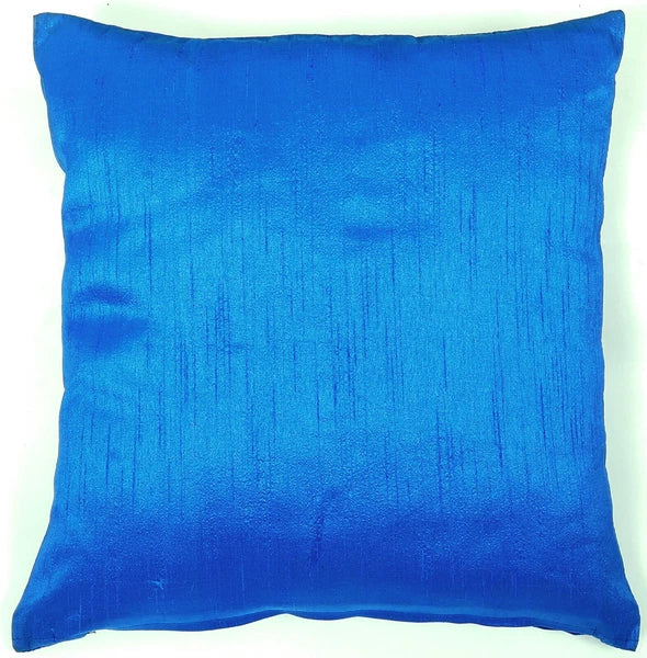 Ethnic 16"  Dupioni Silk Cushion Cover Solid Square Pillow Cover Sofa Throw Blue