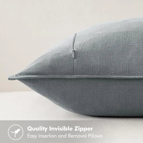 Decorative Linen Pillow Covers 16x16 Inch Boho 16" x 16" (Pack of 2) 2 Gray