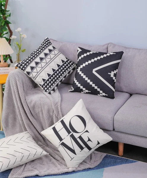 Set of 4 Decorative Throw Pillow Covers 18x18 Inch for Couch, Black and