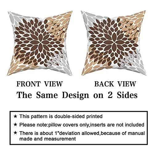 Dahlia Brown Pillow Covers 18X18 In Coffee Colored Grey 18x18 Inches Dark Brown