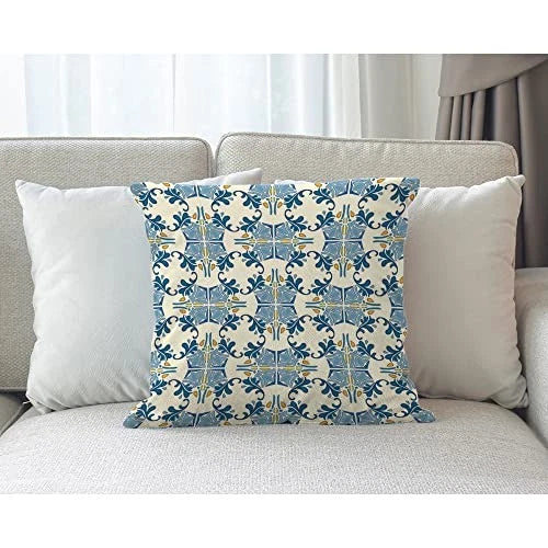 Throw Pillowcases Traditional Ethnic Blue 18" x 18" (Pack of 1) Abstract Floral