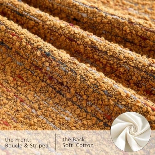 Textured Boucle Lumbar Pillow Covers 12x20 20" x 12" (Pack of 1) Dark Yellow