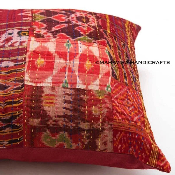 Set of 5 Patchwork Patola Silk Ethnic Red Sofa Pillow Decorative Cushion cover