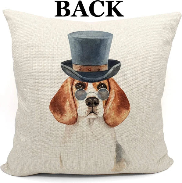 Funny Beagle Dog Reversible Throw Pillow Case, Dog Lover Gifts, Beagle Lover Gif