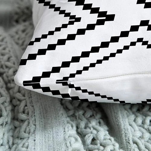Set of 2 Black Pillow Covers, Boho Aztec 20" x 20" (Pack of 2) Boho White More