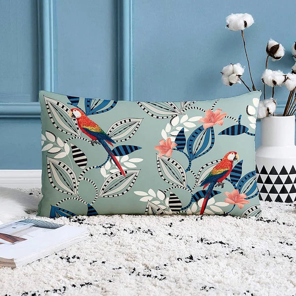 Printed Canvas Cotton Cushion Cover, 12x18 Inches, Set of 2