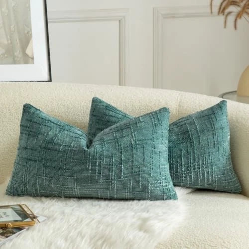 Pack of 2 Soft Chenille Textured Throw Pillow 20" x 12" (Pack of 2) Teal