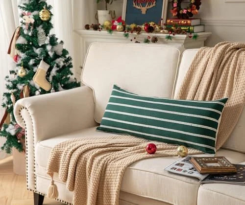 Christmas Lumbar Pillow Covers 14x36, Pack of 14" x 36" (Pack of 1) Dark Green