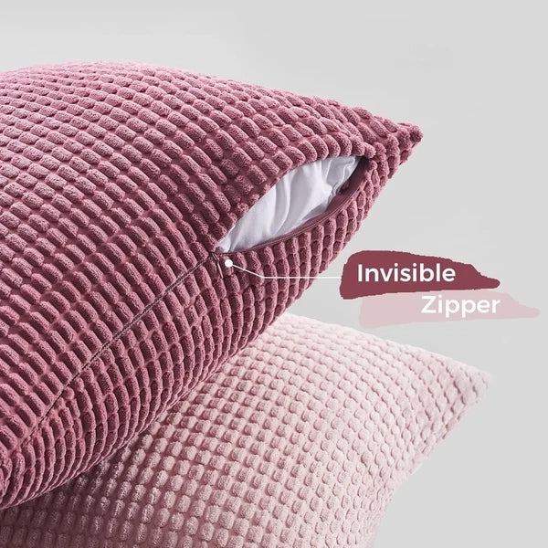 Luxurious 18x18 Blush Corduroy Pillow Covers - Set of 4 for Cozy Living Spaces