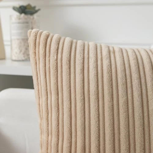 Kevin Textile Corduroy Pillow Covers 12x20 Inch Set 20" x 12" (Pack of 2) Beige