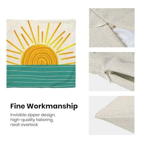Summer Sunshine Pillow Covers 18x18 Inch Set of 2, 18" x 18" (Pack of 2) Sun3