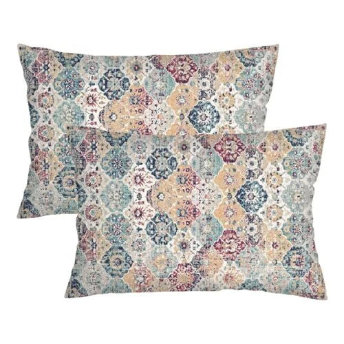 Boho Throw Pillow Cover Queen Size Set of 2,Moroccan Vintage Bohemian Grey