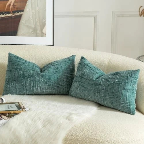 Pack of 2 Soft Chenille Textured Throw Pillow 20" x 12" (Pack of 2) Teal