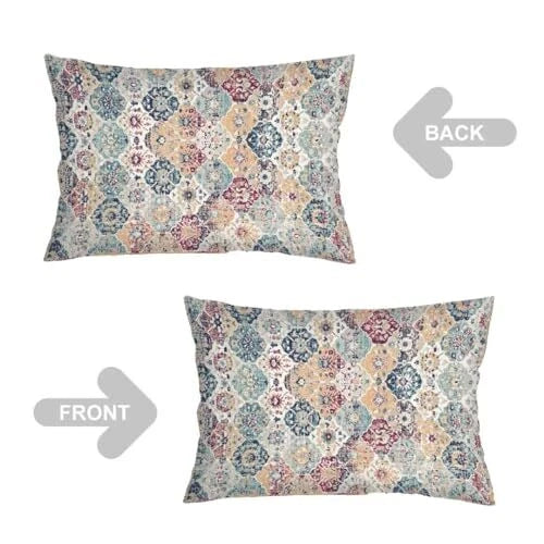 Boho Throw Pillow Cover Queen Size Set of 2,Moroccan Vintage Bohemian Grey