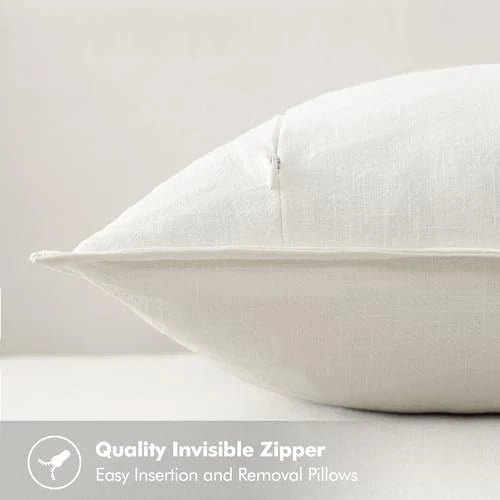 Decorative Linen Lumbar Pillow Covers 1x0 20" x 12" (Pack of 2) 2 Cream White