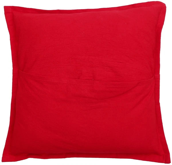 16" Decorative Mirror Embroidered Pucca Cushion Pillow-Cover Sofa Throw Red