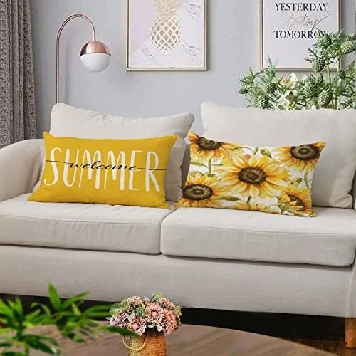 Sunflower Pillow Covers 12x20 Set of 4 Summer 20" x 12" (Pack of 4) B-summer 07