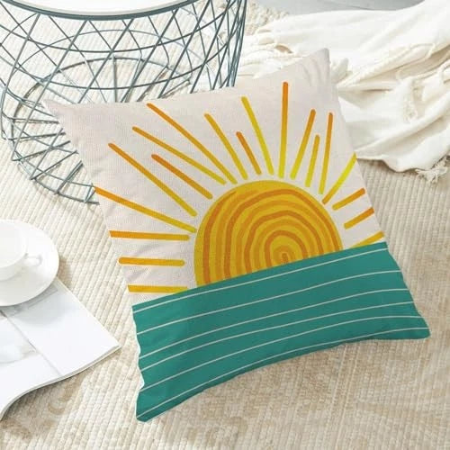 Summer Sunshine Pillow Covers 18x18 Inch Set of 2, 18" x 18" (Pack of 2) Sun3