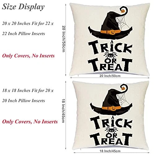 Halloween Decorations Throw Pillow Covers Set of 4 Happy 18" x 18" (Pack of 4)