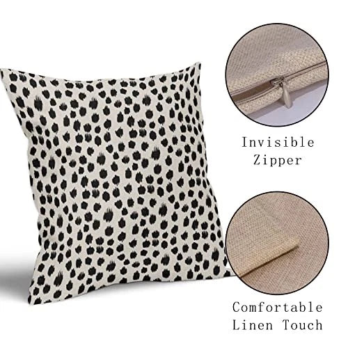 Polka Dot Pillow Covers 18x18 Set of 2 Black 18" x 18" (Pack of 2) Black Dots