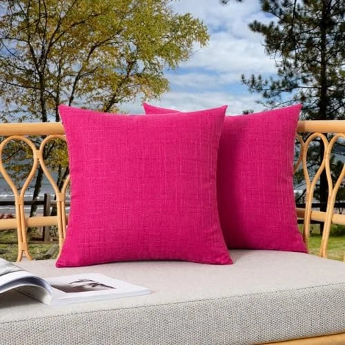 Kevin Textile Pack of 2 Waterproof Pillow Covers 16" x 16" (Pack of 2) Hot Pink
