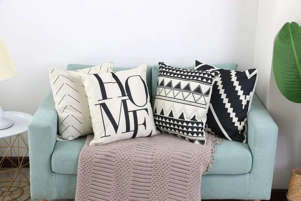 Set of 4 Decorative Throw Pillow Covers 18x18 Inch for Couch, Black and