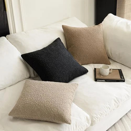 Set of 2, Decorative Textured Boucle Throw Pillow 20" x 12" (Pack of 2) Black