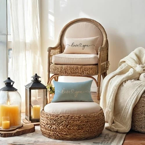 Love You Lumbar Throw Pillow Covers Love Gift for 20" x 12" (Pack of 1) Beige