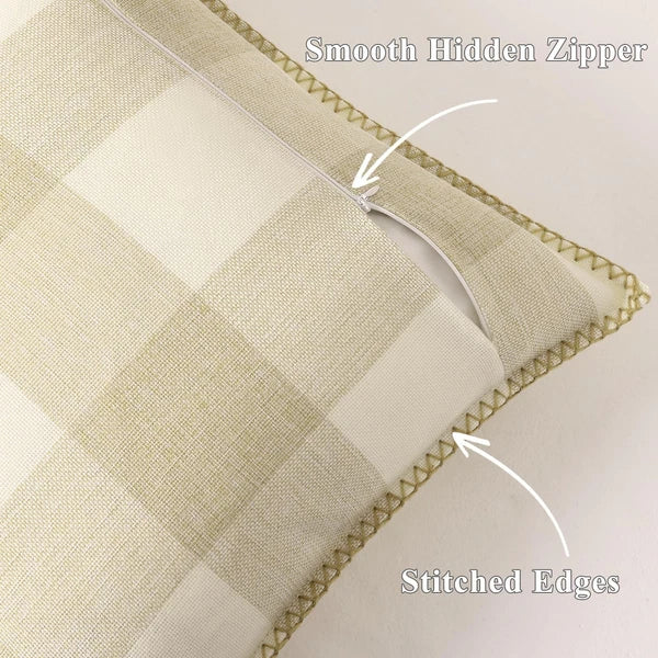 Buffalo Plaid Check Fall Throw Pillow Covers 18x18 Set of 2, Outdoor Decorati...